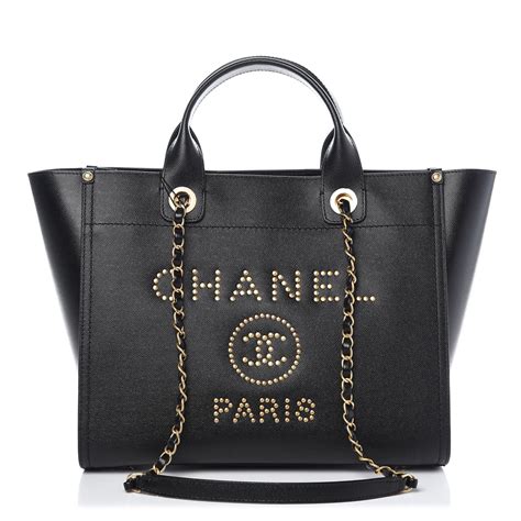 chanel deauville chain tote studded caviar small|CHANEL Caviar Small Studded Deauville Tote Black.